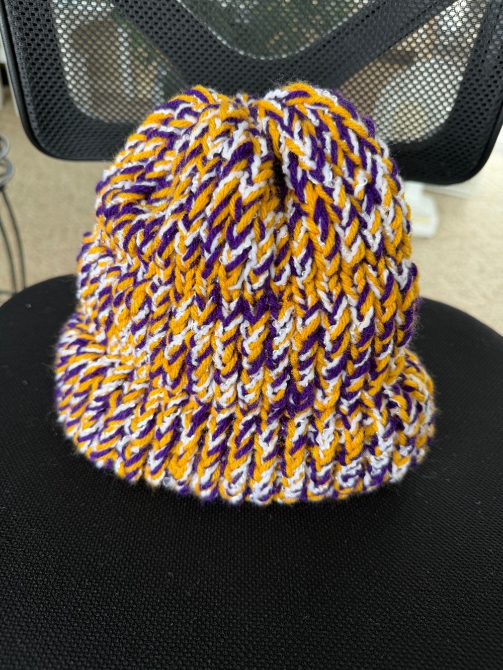 Crocheted Winter Sock hat. Adult size